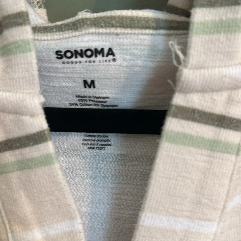 Sonoma Green and Cream Striped Hoodie - Picture 2 of 3